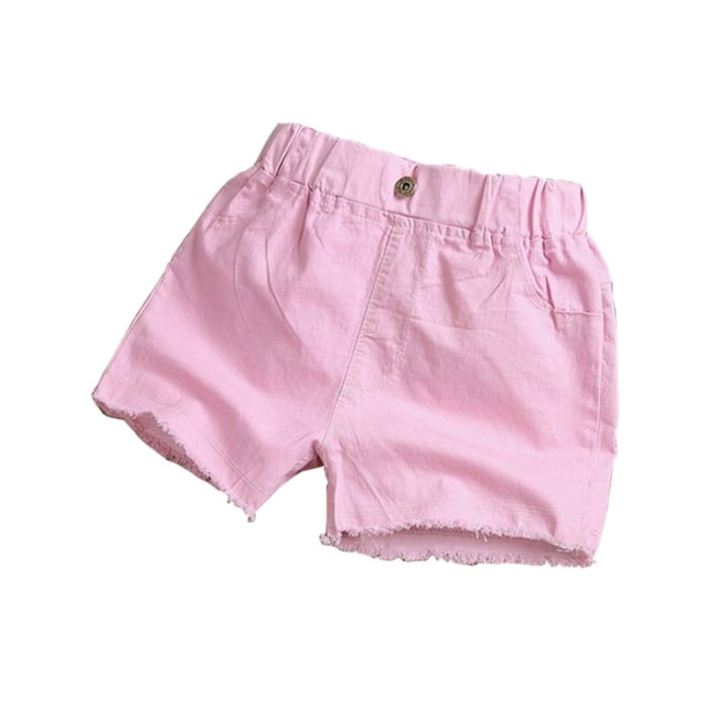 Girls' Cuffed Jean Shorts, Stretch Denim with Pockets, Mid To High Rise Waist