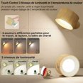 thumbnail image 2 of Luz de pared interior, luz de pared LED táctil con puerto de carga USB Control táctil, 3 niveles de brillo 3 temperaturas Lámpara de dormitorio giratoria de 360 ° 1 paquete (grano de madera), 2 of 5