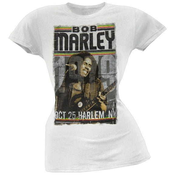 Bob Marley Women's Juniors Harlem Poster Short Sleeve T Shirt
