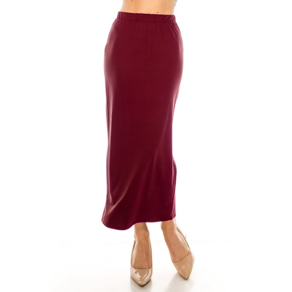 Women's Casual High Waist Back Slit Solid Bodycon Pencil Midi Skirt S-3XL