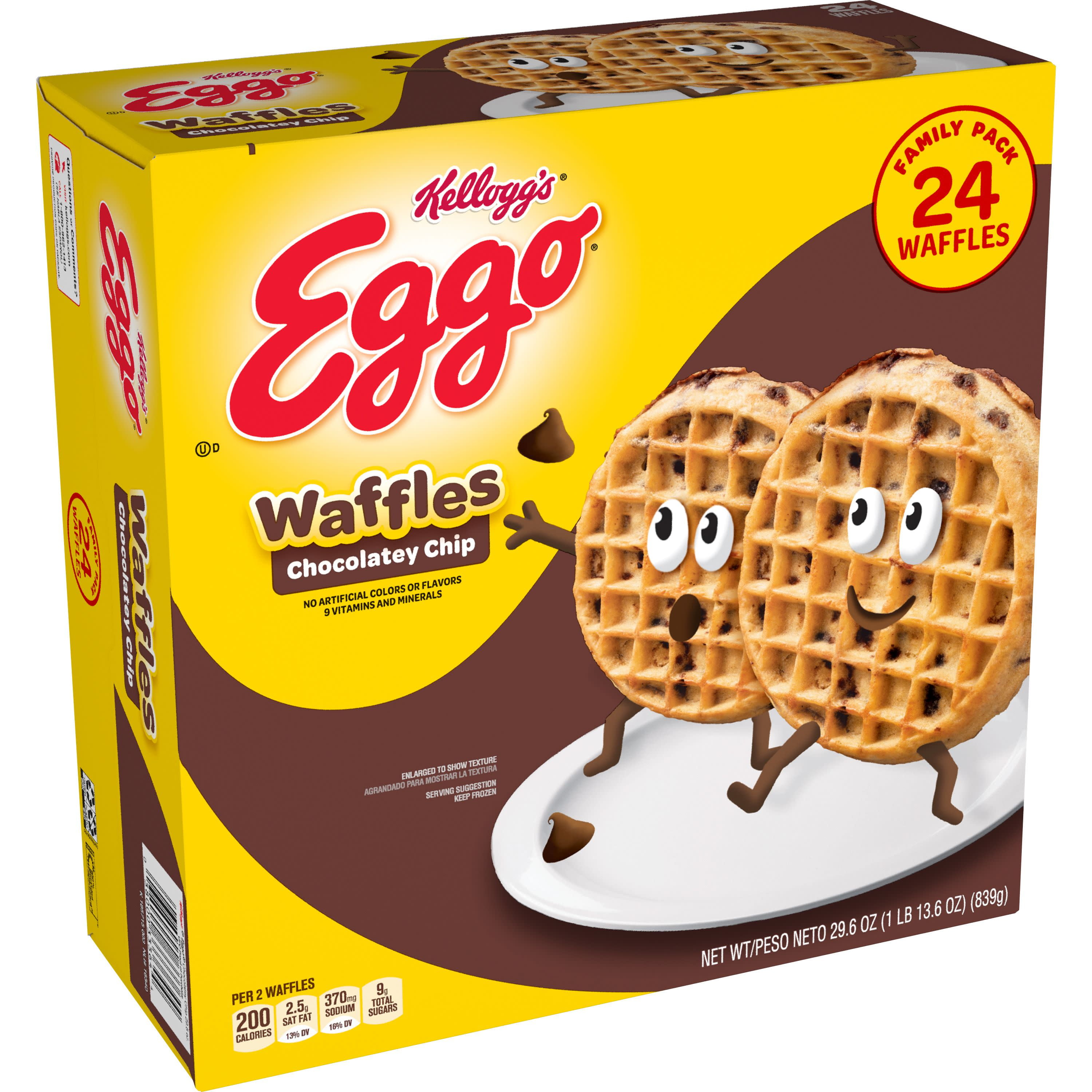 Kellogg's Eggo, Frozen Waffles, Chocolatey Chip, Family Pack, 24 Ct, 2...