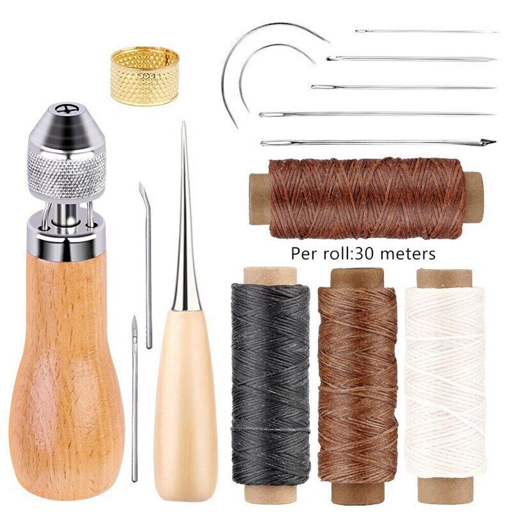 Leather Sewing Awl Thread Kit with Waxed Thread Manual Speedy Stitcher Tool USA