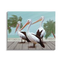 Stupell Industries Tropical Beach Pelicans Palms Graphic Art Gallery Wrapped Canvas Print Wall Art, Design by Ziwei Li