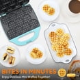 thumbnail image 2 of Friend Baker, Mini Wafflera de Bocados para Niños y Adultos, Mini Máquina para Waffles Belgas, Plancha Antiadhesiva para Waffles Pequeños de 11 x 2.2” con Receta Incluida, Aqua, 2 of 6