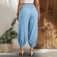 thumbnail image 6 of MLCDZ Womens Cotton Linen Barrel Harem Pants Baggy Lightweight Elastic Waist Wide Leg Pants with Pockets Boho Summer Casual Loose Beach Vacation Trousers, 6 of 6