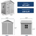 thumbnail image 6 of 6x4 FT Outdoor Storage Shed with Floor, Plastic Resin Garden Shed with Window & Sloping Roof & Lockable Door for Patio Backyard Garden, Lawn Mower, Bike, Tool Storage, 6 of 8