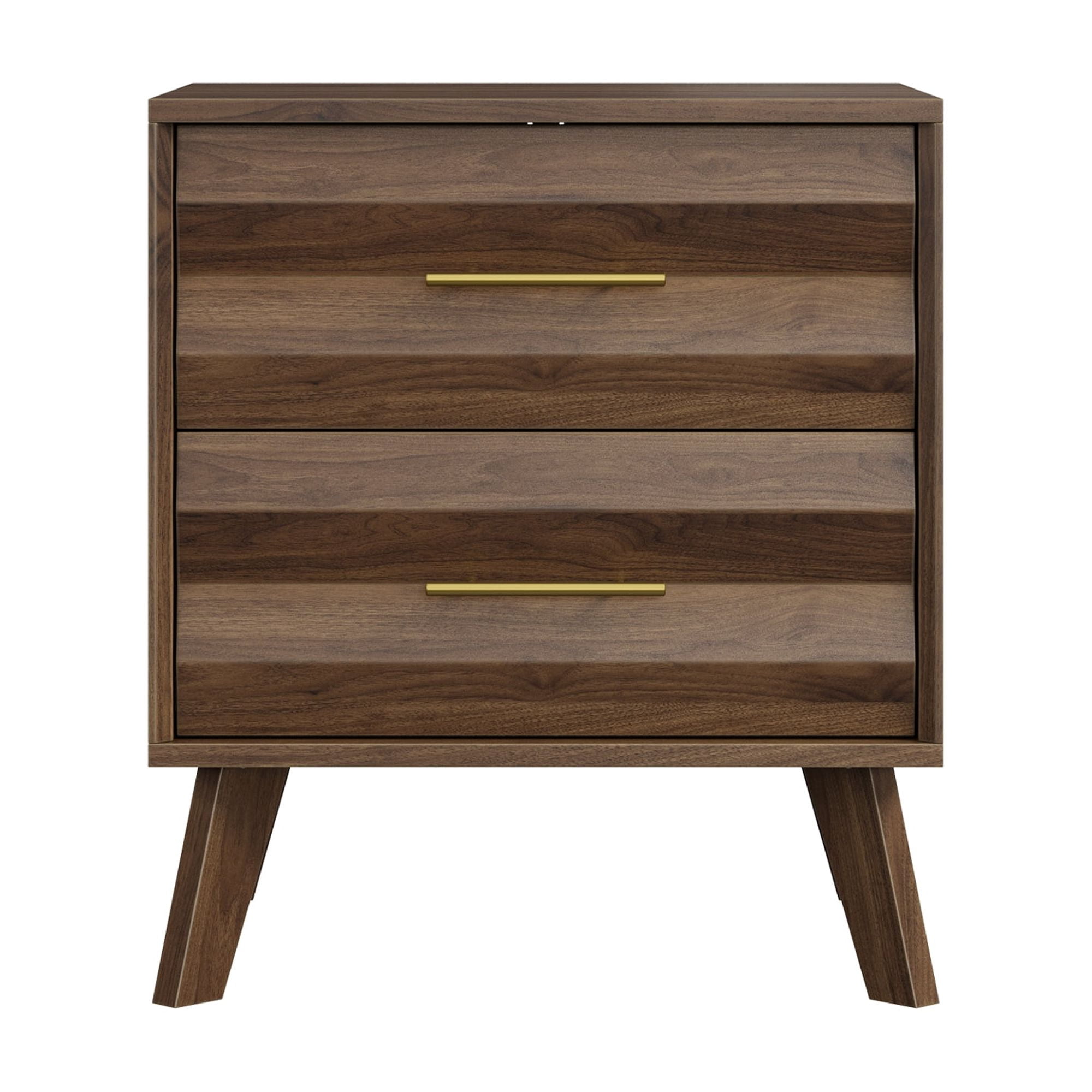 Double Drawer Bedside Table, Medieval-Style Modern Bedroom Bedside Storage Cabinet, Bedside Table With Metal Handles, Single Unit