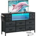 thumbnail image 6 of Uforic 10-Drawer Dresser & TV Stand with Power Outlets, LED Lights & Side Pockets, for up to 55" TVs, Black, 6 of 9