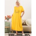 thumbnail image 3 of Women's Plus Size Nightgown Cat Print with Pocket Sleep Dress Sleepwear Yellow 3X, 3 of 6