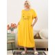 thumbnail image 3 of Women's Plus Size Nightgown Cat Print with Pocket Sleep Dress Sleepwear Yellow 3X, 3 of 6