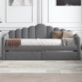 thumbnail image 3 of Euroco Upholstered Twin Size Daybed with 2 Drawers, Velvet Sofa Bed with USB Charging Station, Gray, 3 of 13