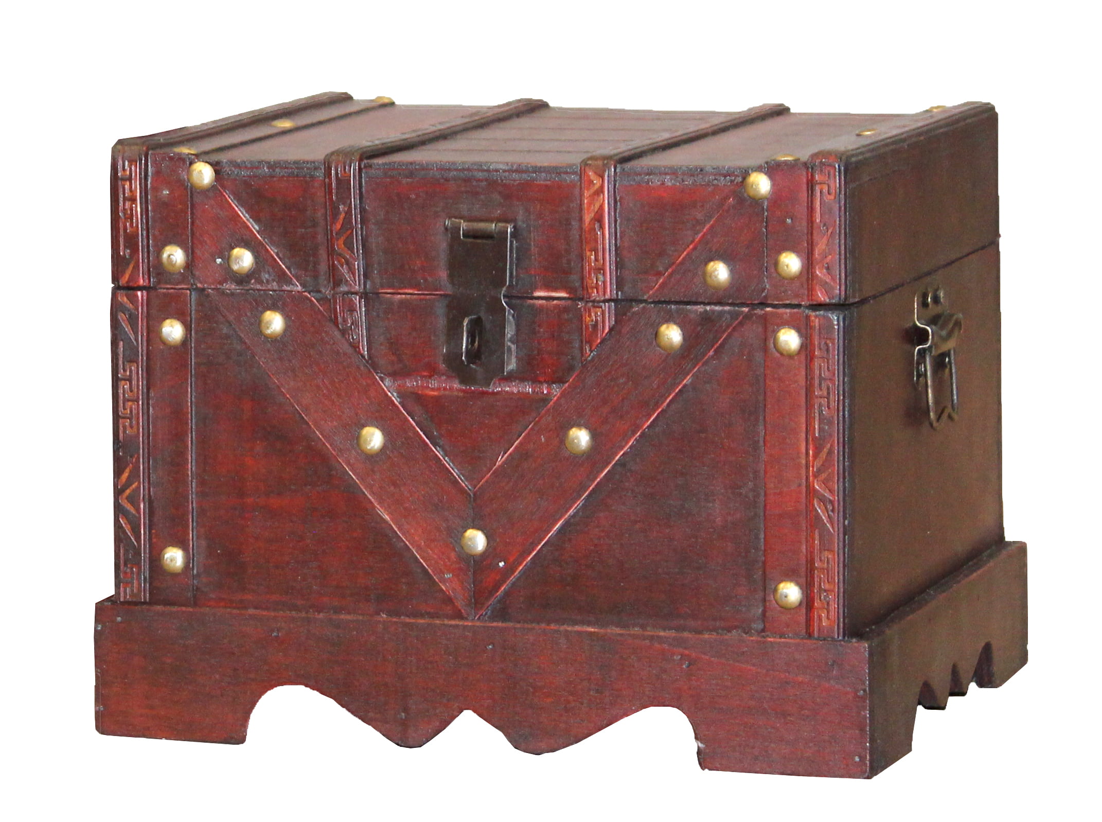 Old Style Decorative Treasure Chest with Lockable Latch New Wooden Treasure Box 