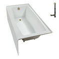 thumbnail image 5 of Streamline NAL-5520-PBR 66 in. x 32 in. Acrylic Left-Hand Drain Alcove Bathtub in Glossy White With External Drain in Polished Brass, 5 of 10