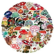 CANKER 50Pcs Waterproof Mushroom Stickers Cute Cartoon Anime Stickers Plant Mushroom Cartoon Stickers for Laptop