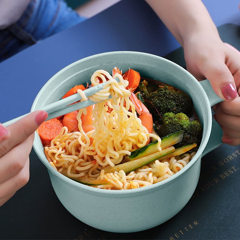 Microwave Ramen Bowl Cooker Set - Wheat Straw BPA-Free Noodle Bowl With Spoon, Chopsticks & Fork
