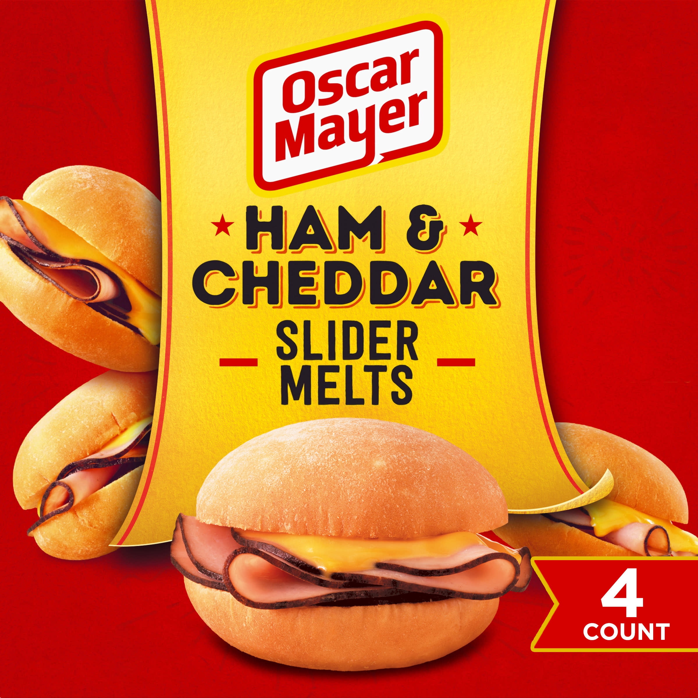 Oscar Mayer Ham & Cheddar Cheese Slider Melts Frozen Snacks, 4 ct Box