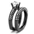 thumbnail image 2 of Light Black Womens Ring Anillo Para Mujer Stainless Steel Ring with AAA Grade CZ in Clear, 2 of 5