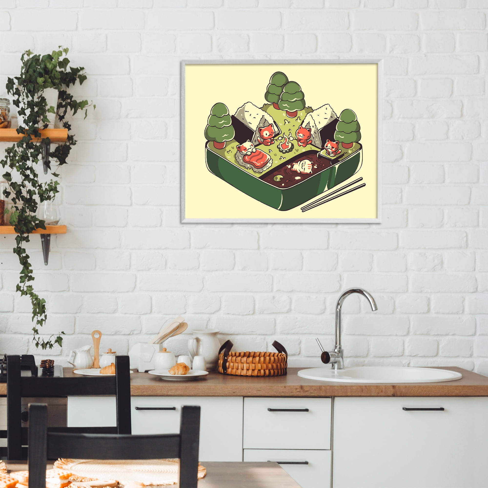 Stupell Industries Kawaii Sushi Camp Bento White Framed Giclee Art, design by Tobe Fonseca