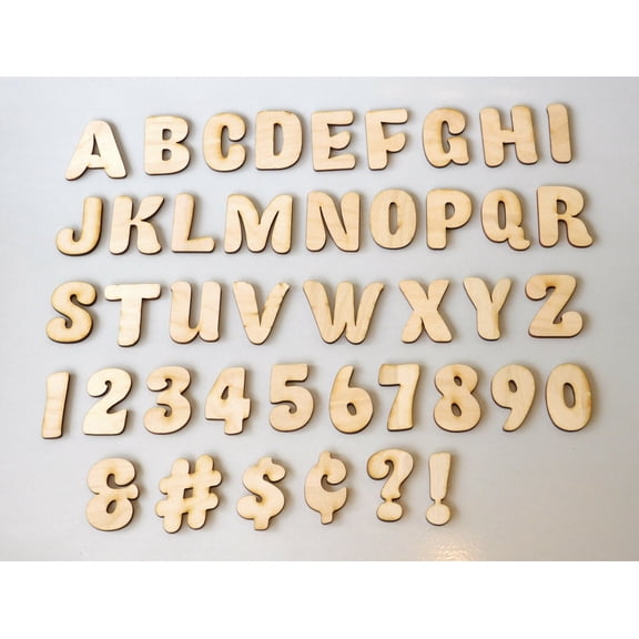 Wood Layout Letters & Numbers: Fatty Font (2" Tall) - 47-Piece Set