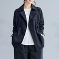 thumbnail image 5 of Arnsht Women's Trench Coat Vintage Double Breasted Notched Lapel Long Sleeved Jacket Fall Casual Classic Mid-Length Overcoat Black M, 5 of 9