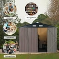 thumbnail image 4 of JOIVI 8'x6' Outdoor Storage Shed, Galvanized Metal Tool Storage Shed, Weather Resistant Garden Shed W/Lock for Backyard Patio Lawn, Brown, 4 of 11