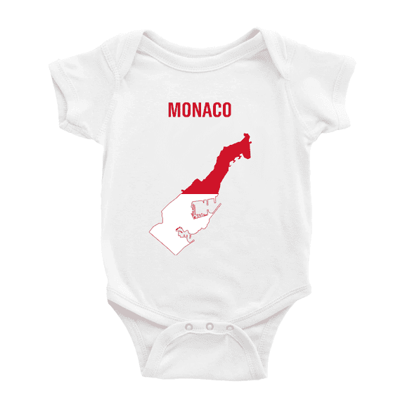 Monaco Map Flag Cute Baby Rompers Newborn Clothes Outfits (White, 12-18 Months)