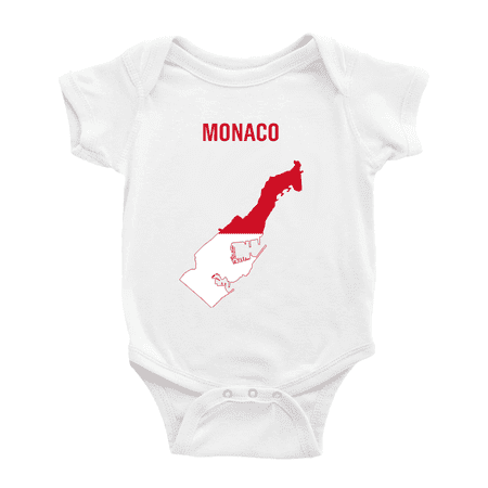 

Monaco Map Flag Cute Baby Rompers Newborn Clothes Outfits (White 12-18 Months)