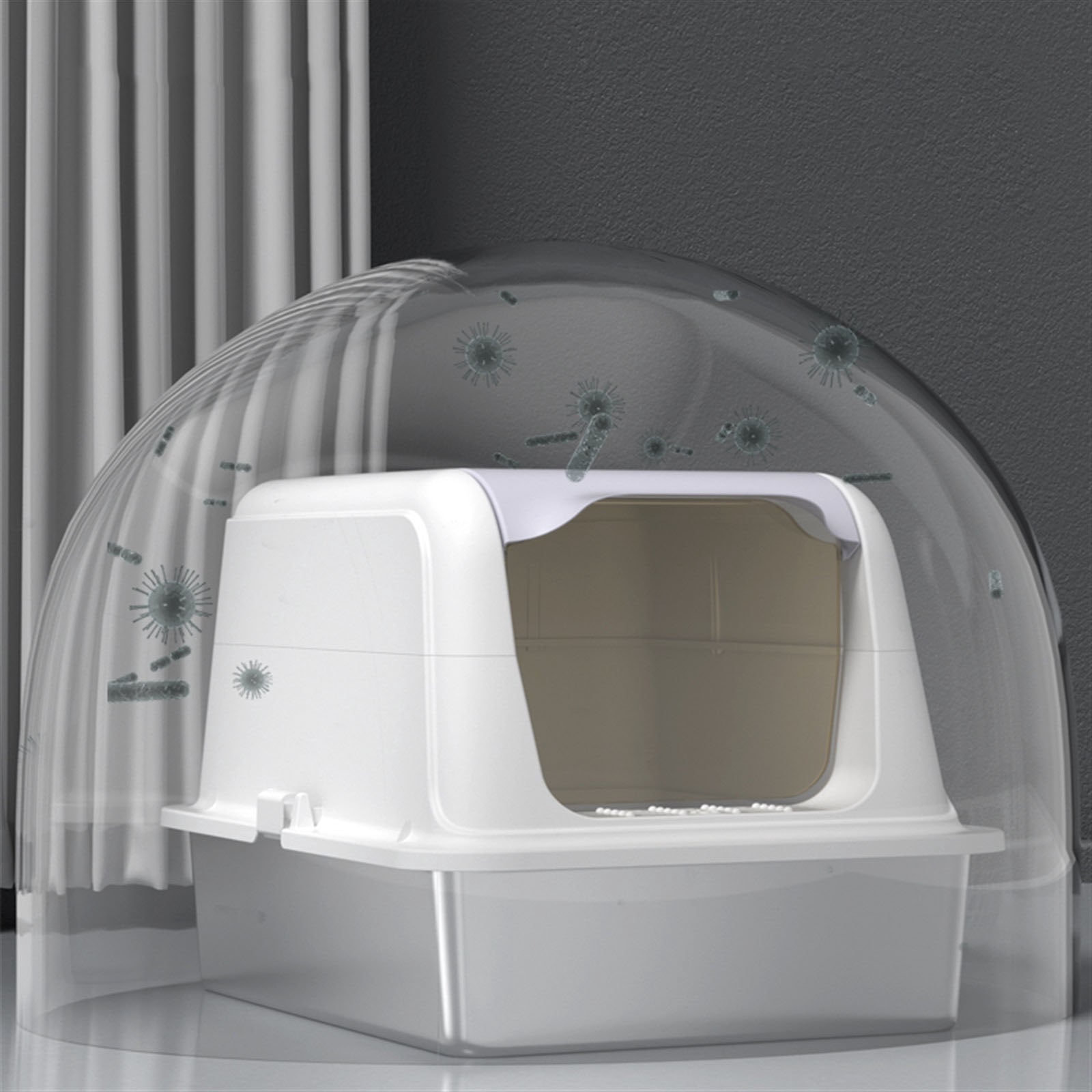 Stainless Steel Cat Litter Box, Large Enclosed Hign-Sided Litter Box with Removable Lid, Odor Free, Easy Cleaning, Anti-Urine Leakage for Big Cats/Multiples