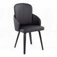 thumbnail image 3 of Modern Black Wood and Faux Leather Dining Chairs - 2-Pack with Chrome Accent, 3 of 5