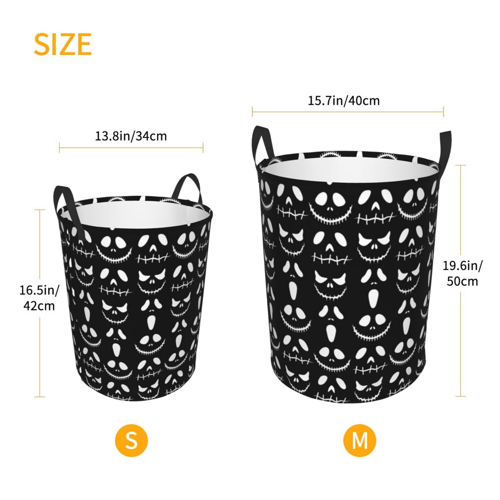 Large Laundry Basket with Handles - halloween ghost elements Kids Baby Dirty Clothes Laundry Hamper for Bedroom Aesthetic