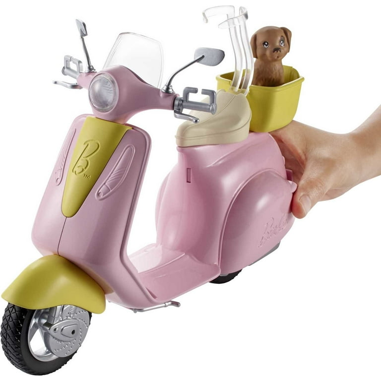 Prøve Es Cape Barbie Pink & Yellow Scooter Moped with Puppy & Helmet - Walmart.com