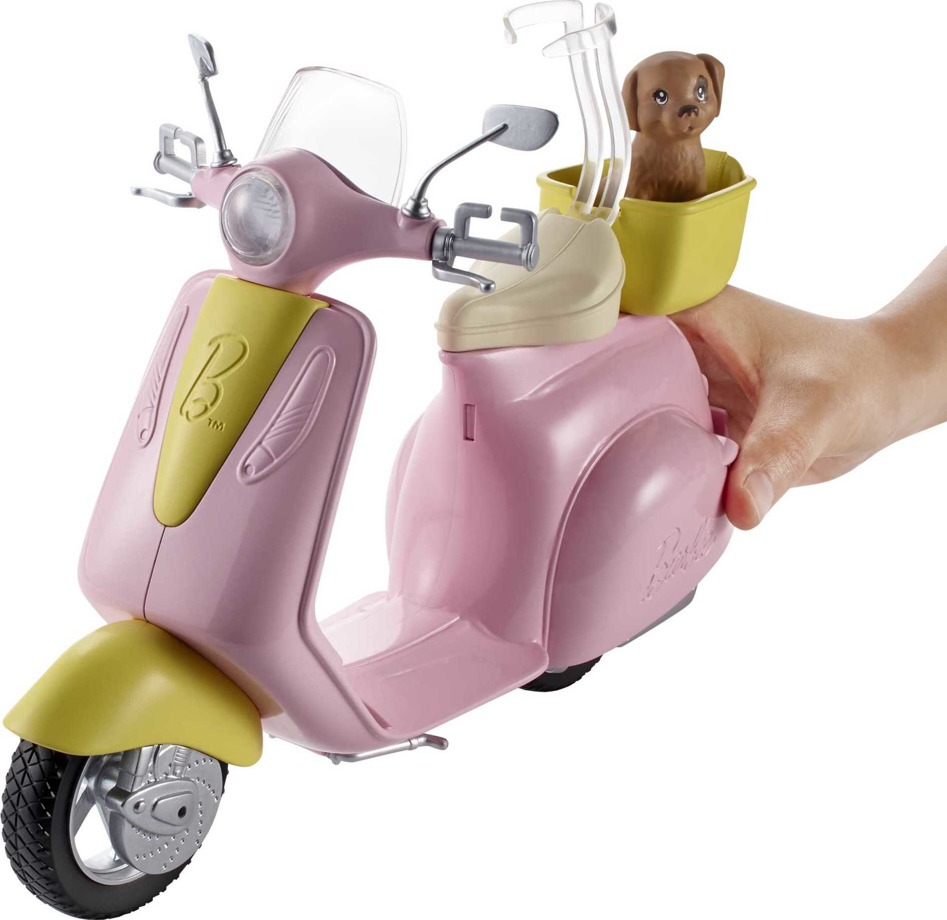 Barbie Pink & Yellow Scooter Moped with Puppy & Helmet - image 2 of 6