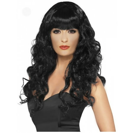 Long Curly Black Siren Woman's Costume Wig