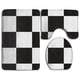 thumbnail image 1 of ABPHQTO Checker Negro Blanco Juego de alfombras de baño de 3 piezas Alfombra de baño Alfombra de contorno y tapa de inodoro, 1 of 2