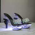 thumbnail image 4 of Womens Luminous Bead-piercing Key Thick-heeled Slippers Summer Platform Non-slip Thick-soled Sexy Shoes LFD-10314-25A, 4 of 5