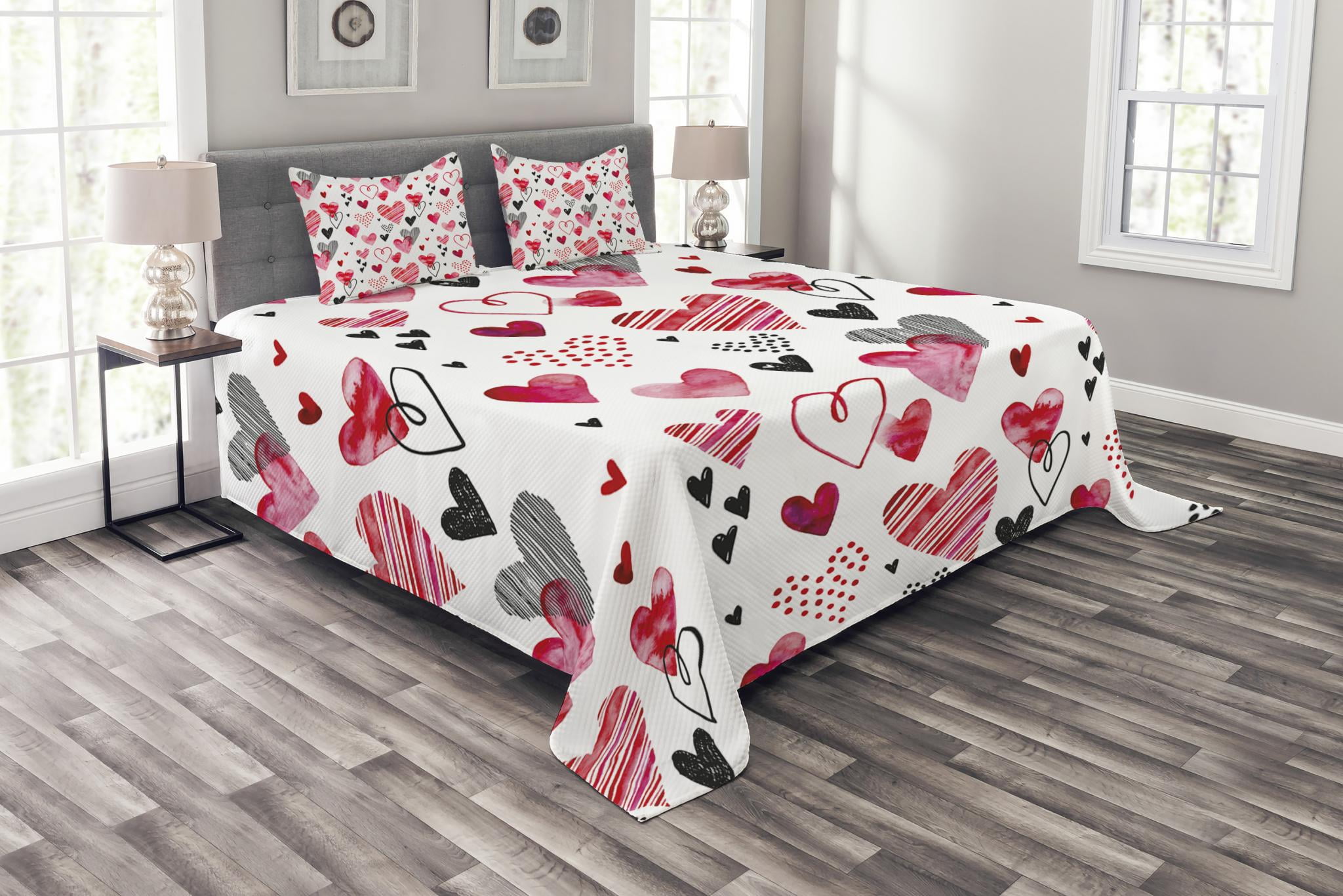 Valentine Bedspread Set King Size, Different Types of Heart Shapes