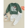 thumbnail image 2 of Faithtur Toddler Boys 2PCS Pants Sets Long Sleeve Letter Rugby Print Tops and Drawstring Pants Sets, 2 of 9