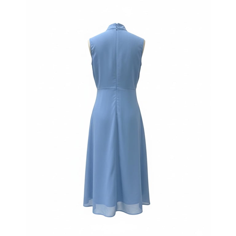 cornflower blue wedding guest dress Ovbmpzd Pleated Summer Dresses for Women 2026 Bodycon Long Light Dresses Sleeveless Mock Neck Casual Dresses Women'S Summer Dresses colorn_black crush velvet dress Blue Size::14 touch polyester with a