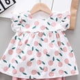 thumbnail image 5 of Caqnni Toddler Baby Girl Summer Clothes Cute Cotton Linen Outfits Bow Short Sleeve Shirts Tops + Ruffle Shorts 2 Piece Set 2Pcs Summer Playwear Beach Outfits 18-24 Months,Pink, 5 of 6