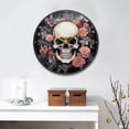 thumbnail image 3 of Coolnut Skull Flowers Wall Clock Round Silent Non Ticking Battery Operated Accurate Arabic Numerals Design Clocks for Home Kitchen Living Room Bedroom 9.5inch Home Decor, 3 of 6
