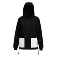 thumbnail image 4 of vdgthytj Rain Jacket Women Long Sleeve Full Zip Color Block Hooded Waterproof Fall Outdoor Outerwear with Pockets(X-Large,White), 4 of 7