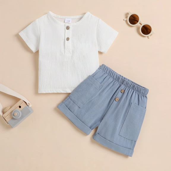 XUELUO Toddler Boys Casual Outfit Sets Girls Short Sleeve Summer Gentleman Tops Hawaii Beach Holiday Solid Shirts T Shirt Shorts Outfits Clothing Outwear