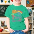 thumbnail image 2 of Glisme Little Girls Back To School T-Shirt Letter Print Short Sleeve Crew Neck Fall Quick Dry Girls Tees Size 5-6 Years Green, 2 of 7