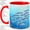 Red, variant on Watercolor Fish School Coffee Mug, Blue Fish Mug, Daily Coffee Tea Cup for Kitchen Office, Underwater Sardines Pattern with Bubbles and Sea Plants, Coastal Marine Art, Anglers Women Men