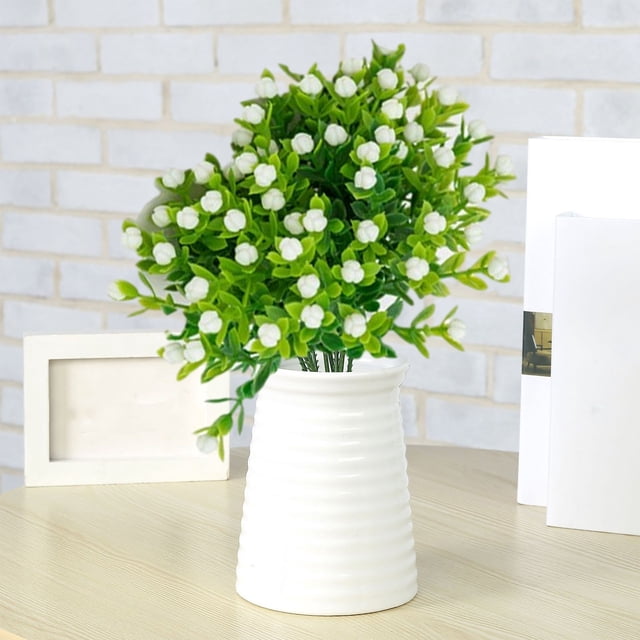 Flores y hojas artificiales - Pack de 10 ramas sintéticas para decoración interior/exterior, centros de mesa de boda, ramos - 7 colores
