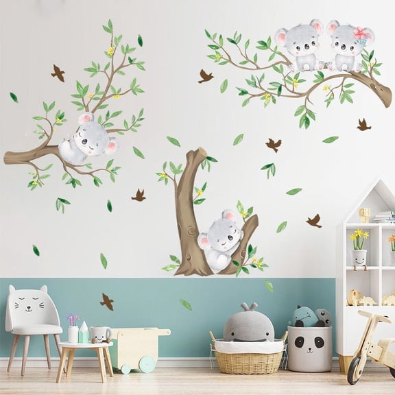 Koala Tree Wall Stickers Animal DIY Wall Decals Art Decor for Kids Bedroom Nursery Living Room