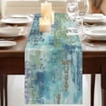 thumbnail image 3 of Table Runners 108 Inches Long Dress Scarves, Blue Sage Green Boho Farmhouse Coffee/Dining/Kitchen Table Runner for Living Room, Vintage Ethnic Tribe Abstract Art 13x108 Inch, 3 of 9