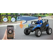 TOKTOO 24 Volt Ride on Toy for Big Kids, 24V Ride Ons with 4 Power EVA Wheels, 24V 2 Seater Battery Powered Ride on UTV Car, 4WD, 800W, 5.1 Mph, Kid Electric Car with Remote Control, Aged 3-8Y, Blue