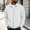 thumbnail image 6 of Mens Corduroy Bomber Jacket with Pocekts Casual Full Zip Lapel Long Sleeve Lightweight Shirt Jacekt White L, 6 of 8