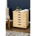 thumbnail image 6 of Six Drawer Wide Wood Rolling Cart in Natural, 6 of 10